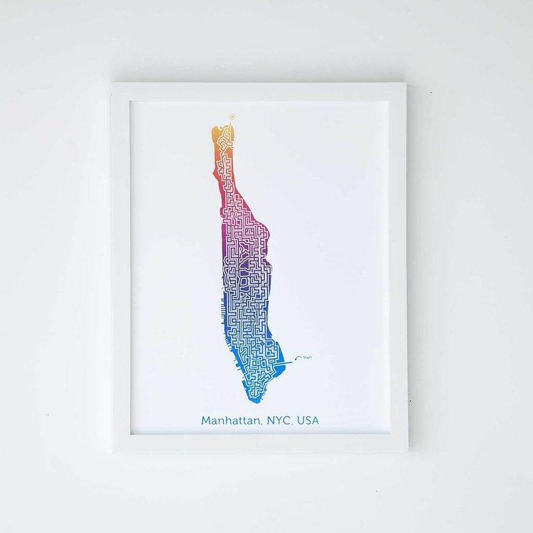 Sunset Gradient Manhattan Maze Puzzle