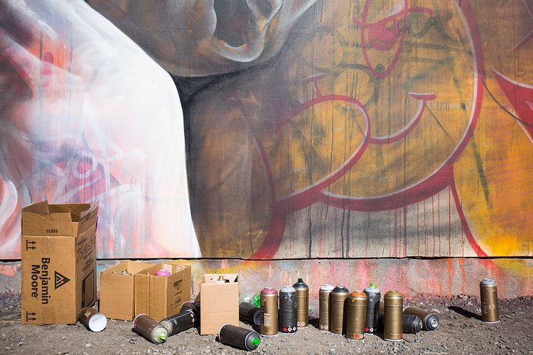 Bowery Wall’s newest mural by PichiAvo mixes colors and classicism