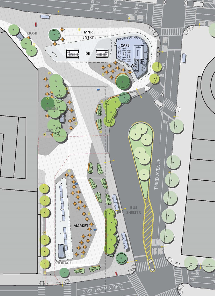 Fordham Plaza, schematic by Grimshaw Architects