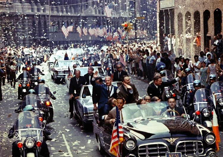47 years ago today Neil, Mike and I took a leisurely ride through NYC to celebrate with a few friends. #Apollo11 https://t.co/9JtT9WPt8g