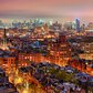 Brooklyn Rooftops | Brooklyn neighborhood in the evening with the Manhattan skyline in the background.  