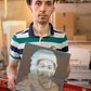 Much of Mr. Osmanaj’s work is self-referential, including a series of small portraits of his fellow construction workers, in dusty colors that he hung in a rotation in the elevator.