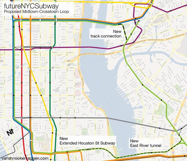 Map of proposed Midtown-Crosstown Loop.