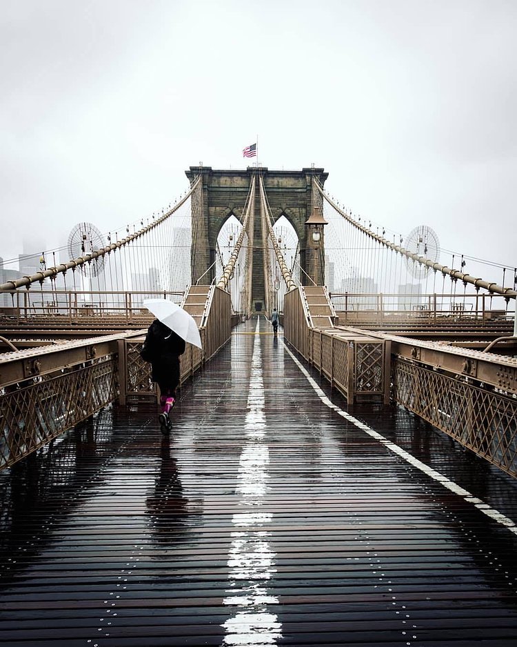 Brooklyn Bridge, New York. Photo via @m_bautista330 #viewingnyc #newyork #newyorkcity #nyc #brooklynbridge #rain
