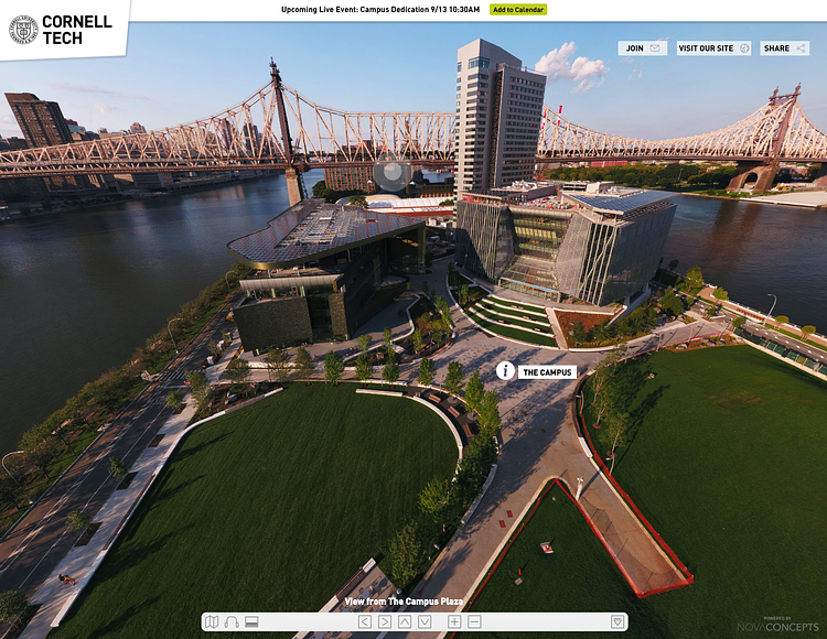 Preview of Cornell Tech's Interactive 360° Aerial Tour