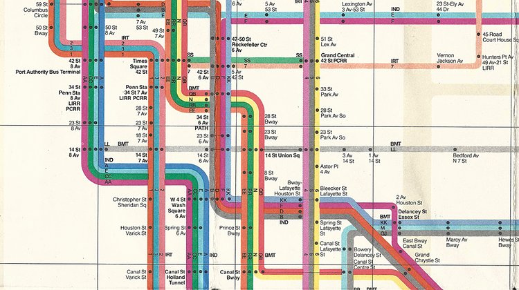 In 1972, Massimo Vignelli's famous, streamlined, version of the map debuted.