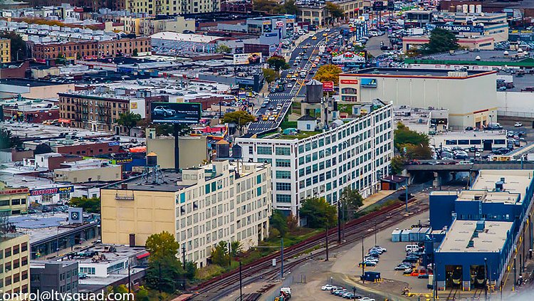 Standard building, Northern Blvd, and the new-ish Amtrak Acela servicing building in sunnyside