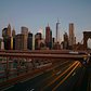 Sun rising on Brooklyn Bridge and Lower Manhattan