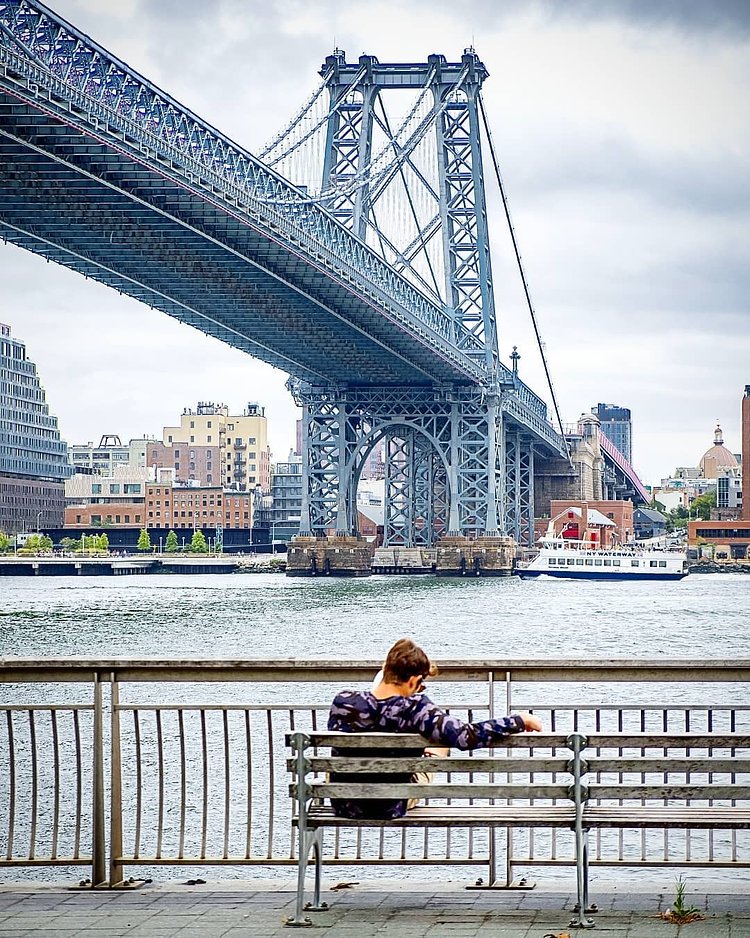 Manhattan Bridge from East River Esplanade, Manhattan