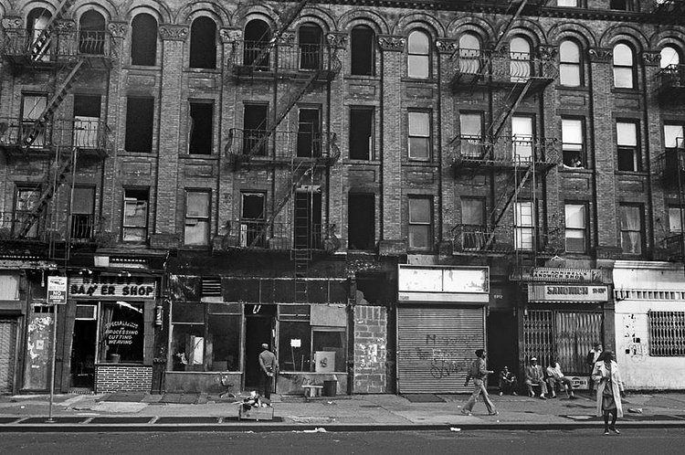 East side of Eighth Avenue, between 119th and 120th Streets, 1970s