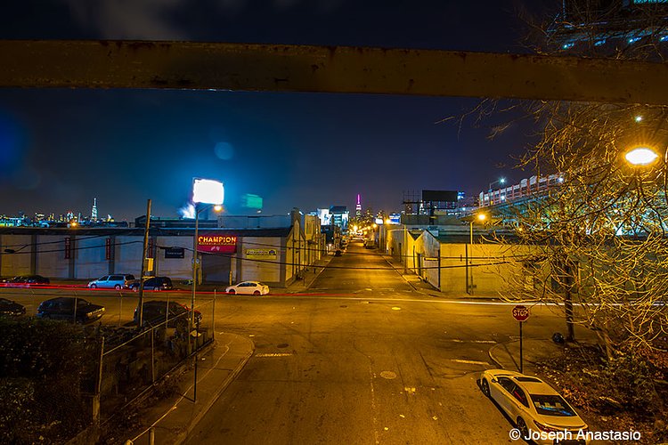 51nd avenue overpass – complete with disgusting light pollution from Fresh Direct’s obnoxious billboard