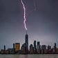 Lightning strikes One World Trade Center, New York, New York