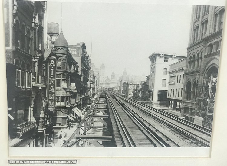 Fulton Street Elevated Line, Fulton St & Hoyt St, Downtown Brooklyn, 1915
