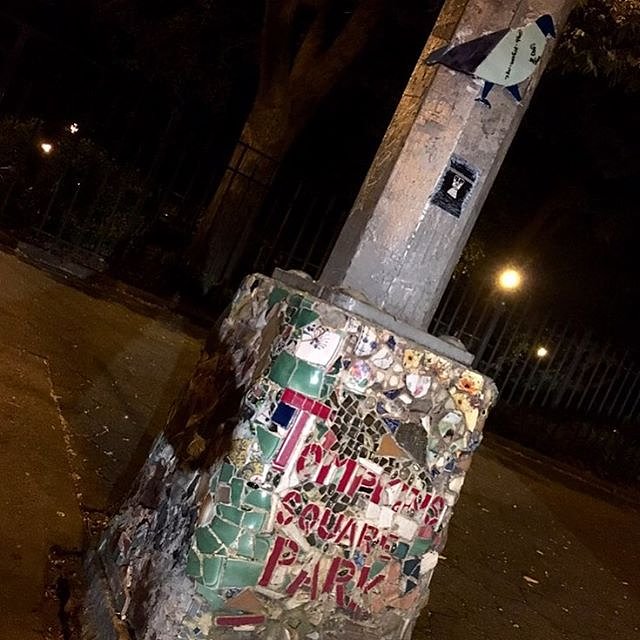 Pigeon 50 - St. Marks Pl @ 1st Ave #pigeon #tomkinssquarepark #nyc #streetlight #streetart #original #glass #art #grafitti #nycstreetart #wheatpaste #thestreetsofnyc #eastvillage #mosaic #streetlightpigeon #gbpigeonnyc #gbwashere