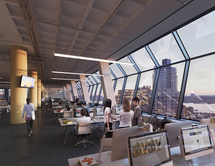 Meanwhile the 62-floor apartment building—planned to contain 844 residences and an assortment of amenities including a full-sized basketball court, climbing wall, and rooftop terrace—will feature sharp edges and a stepped silhouette.