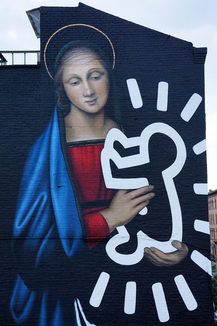 Owen Dippie creates a new mural in Bushwick, New York City