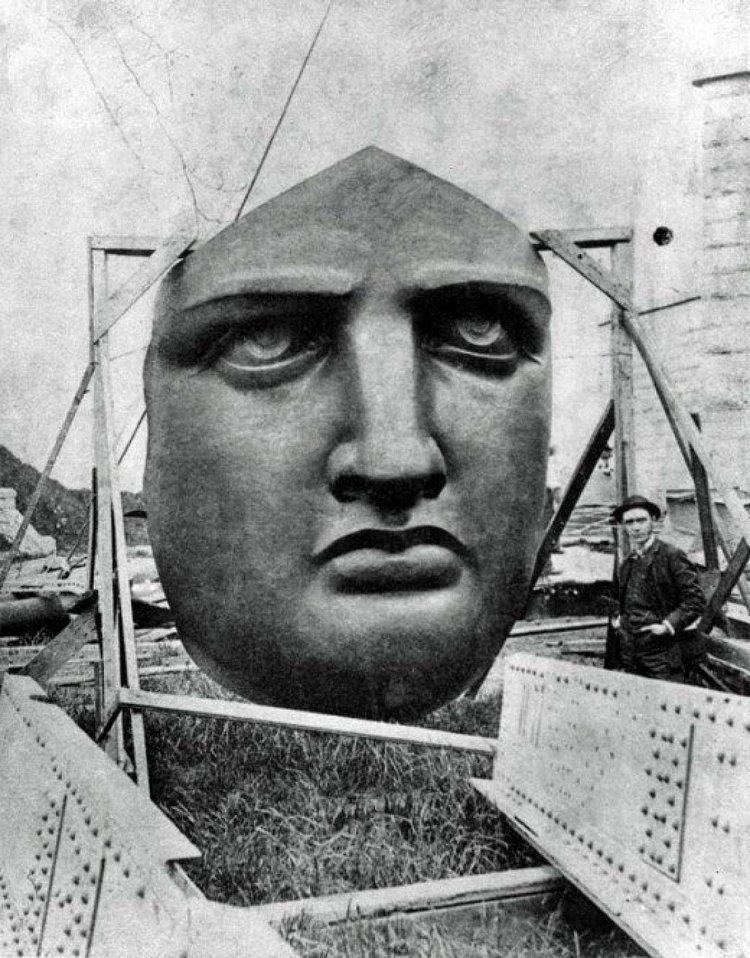 The Statue of Liberty's face before it was installed, 1886.