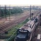 A set of LIRR ‘GP-38-2’ locomotives entering the ‘Mainline’ Cutoff at Thomson Avenue in 1989 (Queens blvd is in the background – the mainline cutoff is merely the ramp from the montauk cutoff into Harold interlocking)