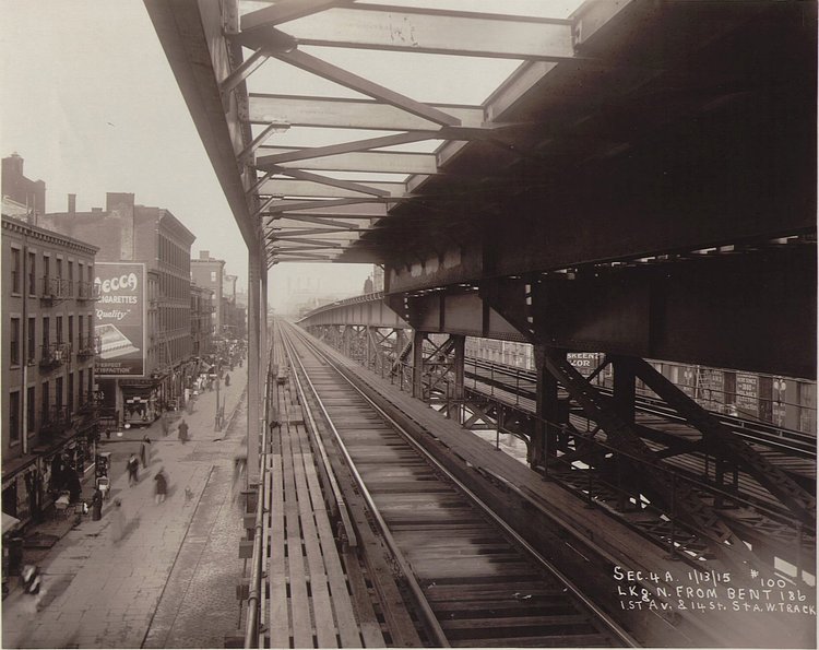 Second Avenue El from First Ave 14th Street Station Jan 13 1915