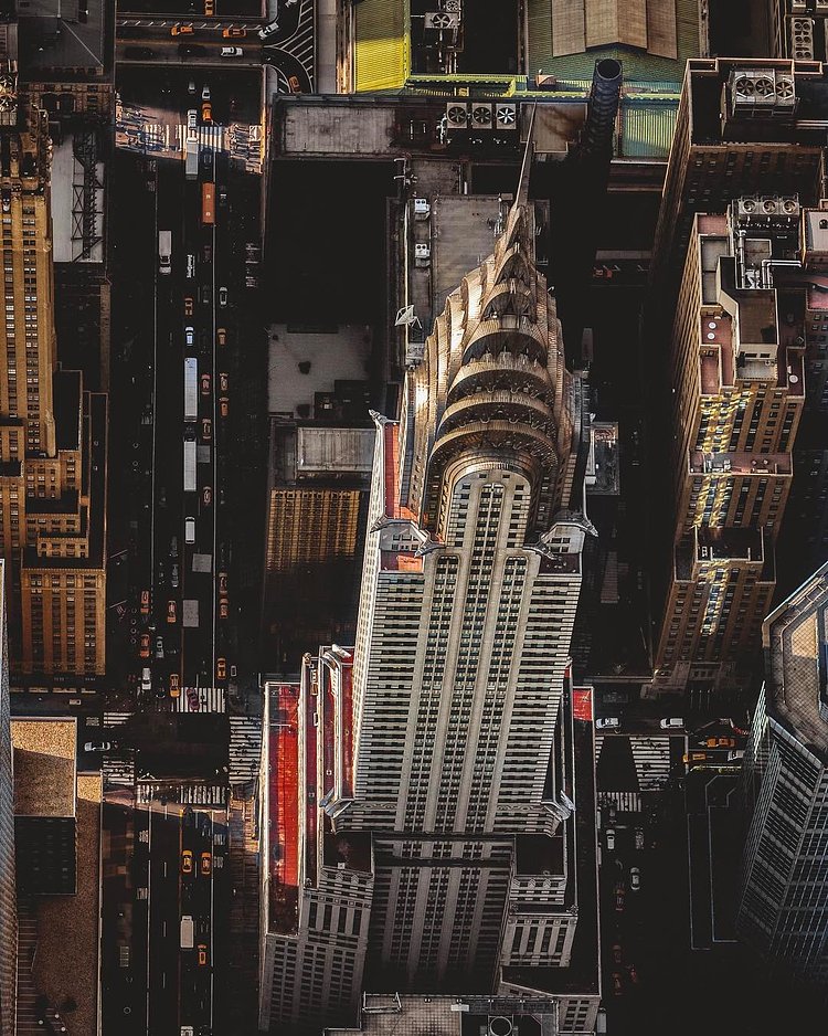 Streets, shadows, and skyscrapers.