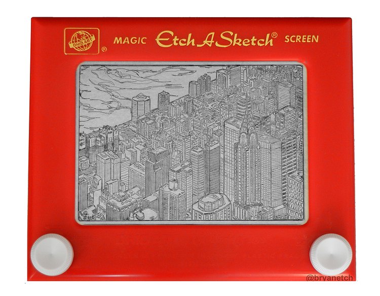 Chrysler Building From Above, Etch A Sketch, 5x7