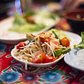 Pok Pok NY - Papaya Salad | <i><b>Papaya Pok Pok</b>
- spicy green papaya salad with tomatoes, long beans, thai chili, lime juice, tamarind, fish sauce, garlic, palm sugar, dried shrimp and peanuts made to order in the pok pok (mortar and pestle). our namesake. needs sticky rice</i>

Good. Nice flavors. Good execution. $11.- 

I have nothing more to say beyond that.
