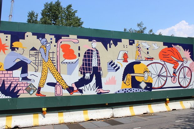 This mural at the corner of Dean Street and Carlton Avenue was painted by Josh Cochran.
