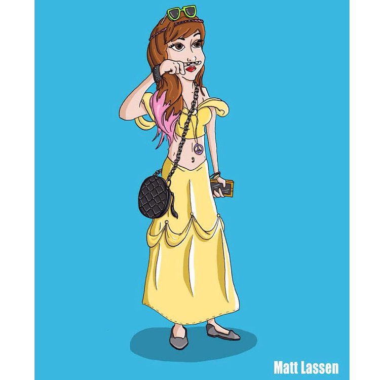 Hipster Belle #disney #belle #beautyandthebeast #disneyprincess #cartoon #comics #hipster #hipsters #hipsterfashion #mustache #drawing #sketch #sketchbook #sunglasses #iphone #tattoos #princess #croptop #digitalart #art