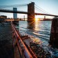 Sunrise over Brooklyn and Manhattan Bridges, New York