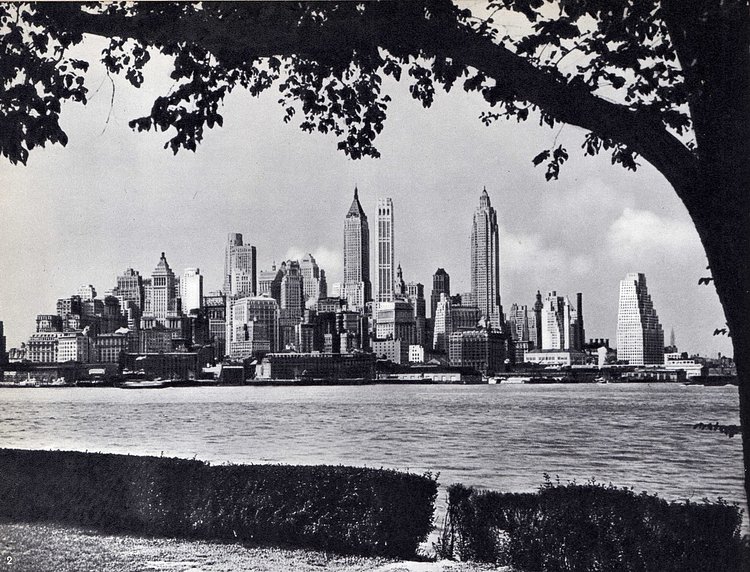 Lower Manhattan as seen from Governors Island, circa 1938