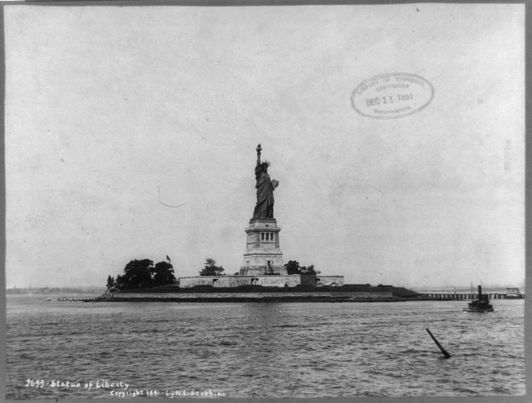 Statue of Liberty and New York Harbor, ca. 1891.