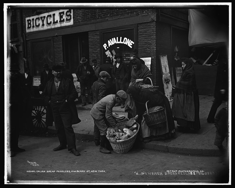 Italian Bread Peddlers, Mulberry Street, New York City ca. 1900