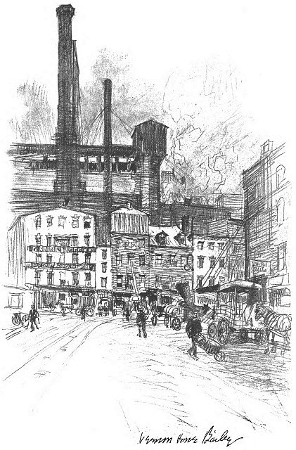 “Looking Down Greenwich Street Toward Globe Square.” Electrical New York (1916)