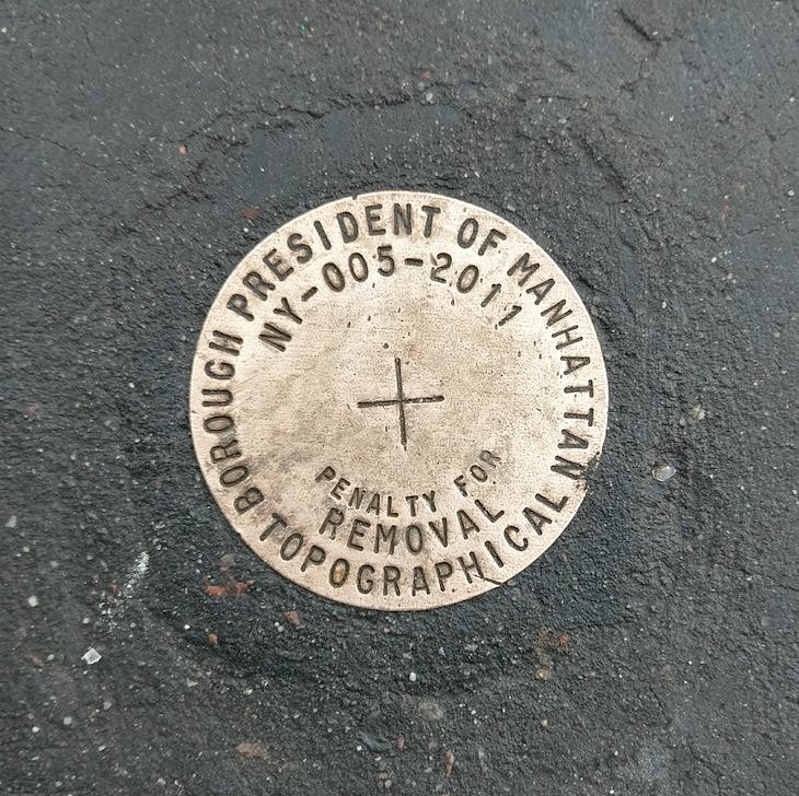 Manhattan Topographic Sidewalk Marker
