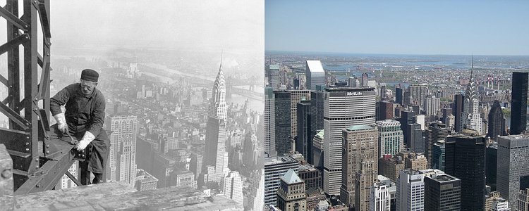 North East from Empire State Building, Left 1930, Right 2005