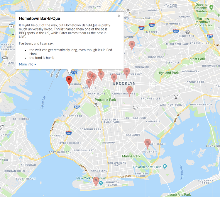 Brooklyn's Best BBQ Map (screenshot)