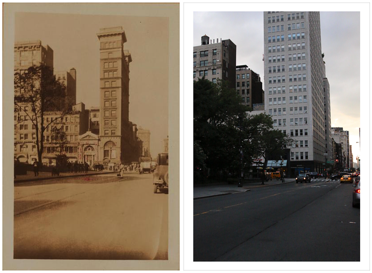 Broadway, west side, between Warren and Chambers streets (Percy Loomis Sperr, 1928). October 30, 1928 // July 4, 2017