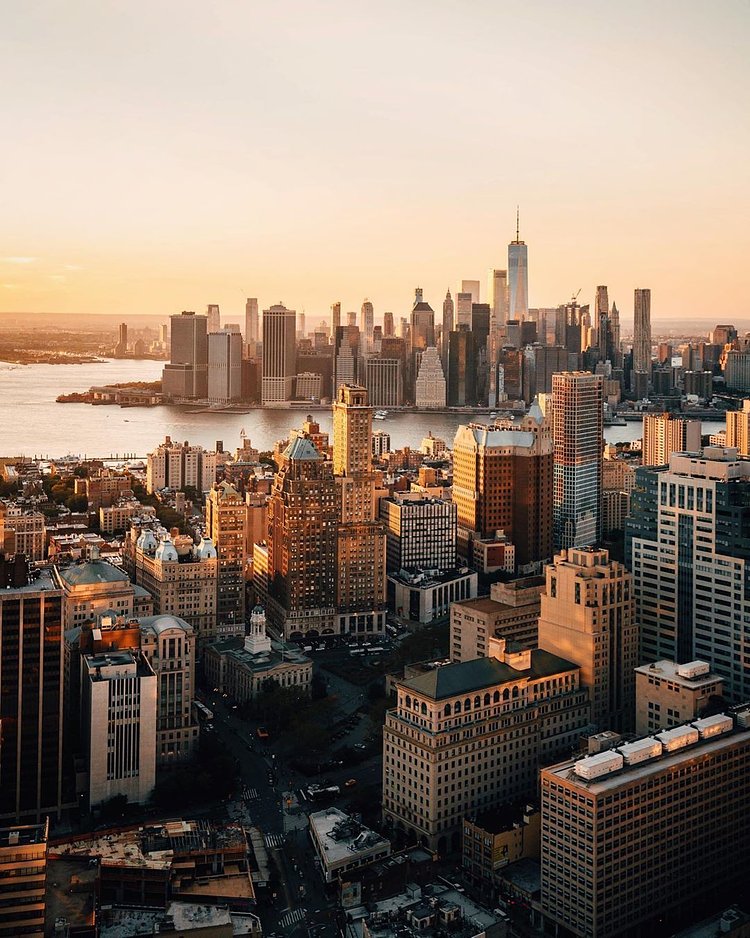 Sunset over Brooklyn, Manhattan, and East River