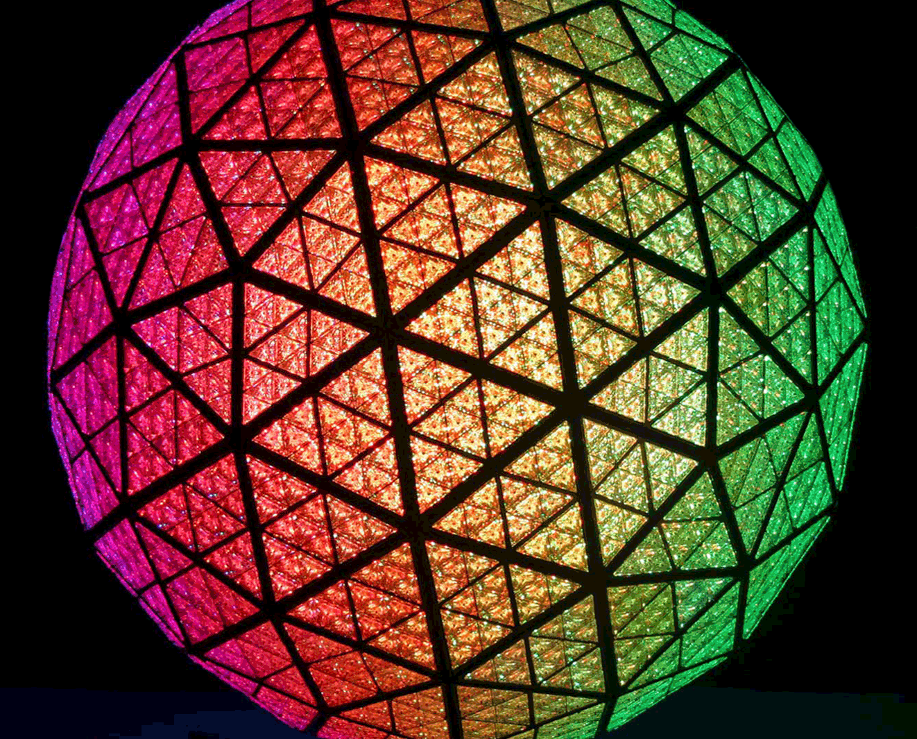 The 11,875-pound ball is covered in 2,688 Waterford Crystal triangles