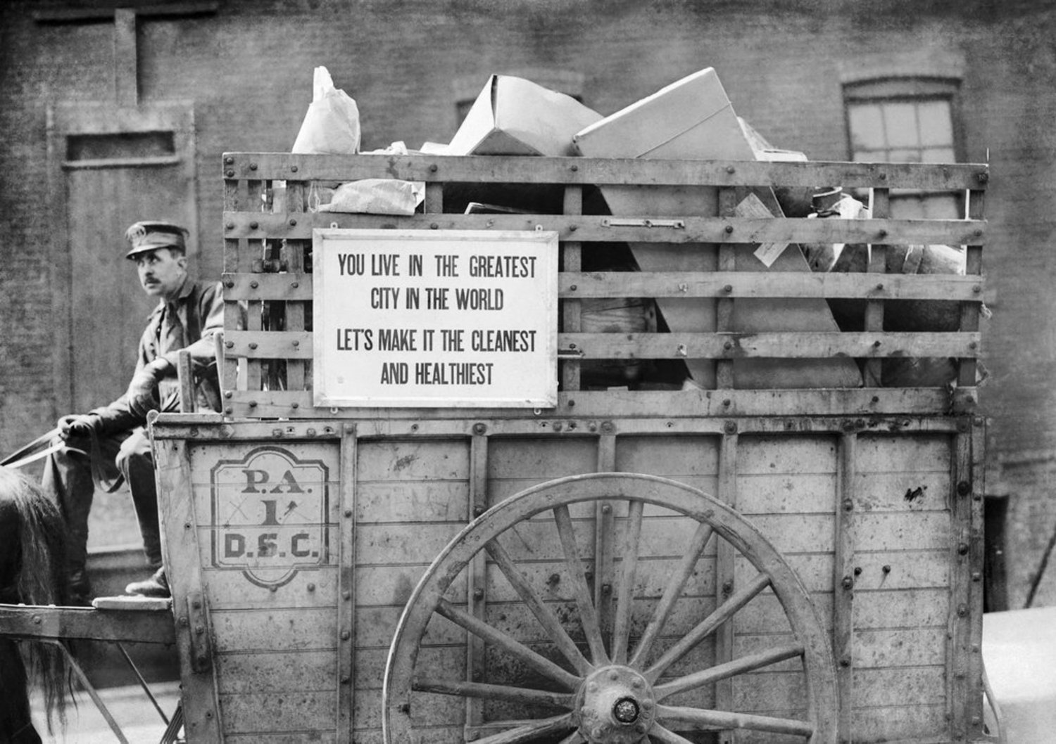 “A street-cleaning cart in New York City, where there were said to be 450 of them in 1915. Earlier that year, The Times reported on other improvements to the city’s streets, at a meeting held at Columbia University by the three borough presidents and John T. Fetherston, street-cleaning commissioner. The four men “discussed the planning, construction and maintenance of public highways and public works and street cleaning before an audience including many of the prettiest young women students in the university,” The Times reported. The audience was attentive, “but the women particularly became enthusiastic when President Marks told them of his fight for free public markets,” the report continued. Alas, that topic was not on the agenda. Boasting about the borough with the most asphalt (Brooklyn), however, was.”