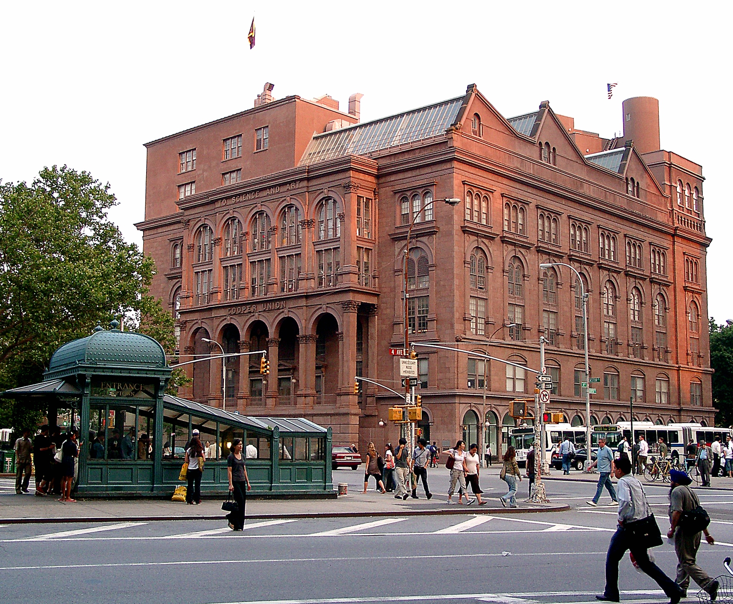 Cooper Union | Abraham Lincoln (16th President of the United States) gave his immortal <a href="http://showcase.netins.net/web/creative/lincoln/speeches/cooper.htm" rel="nofollow">'Cooper Union Address'</a> in this building on February 27, 1860.

The building is easy to find in Manhattan, just two short blocks east of Broadway on East 8th Street.

[06190020]