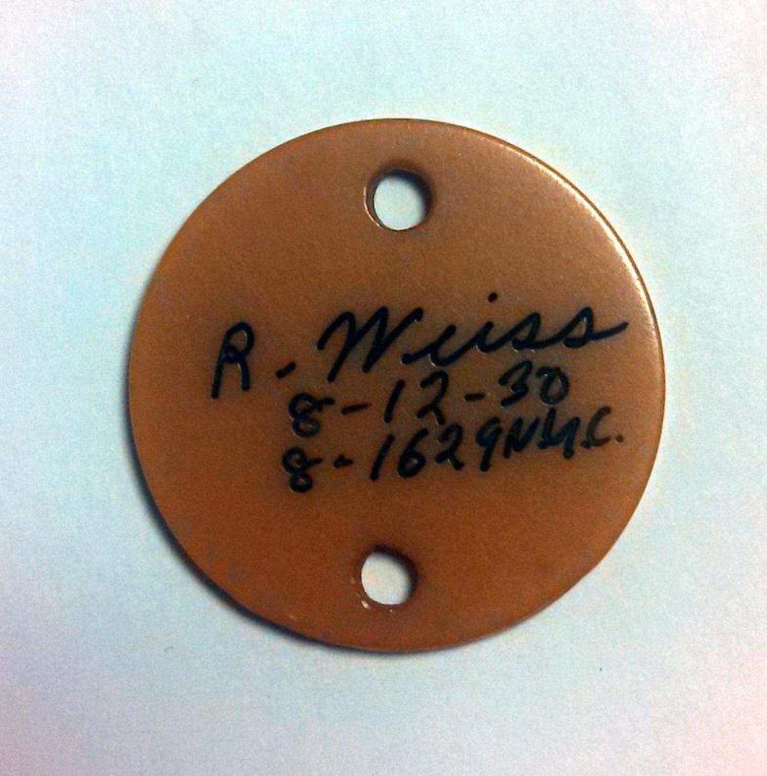 WWII student identification tag