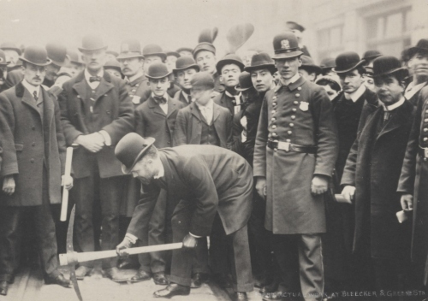 First actual work at Bleecker and Greene Streets. ca. 1900
