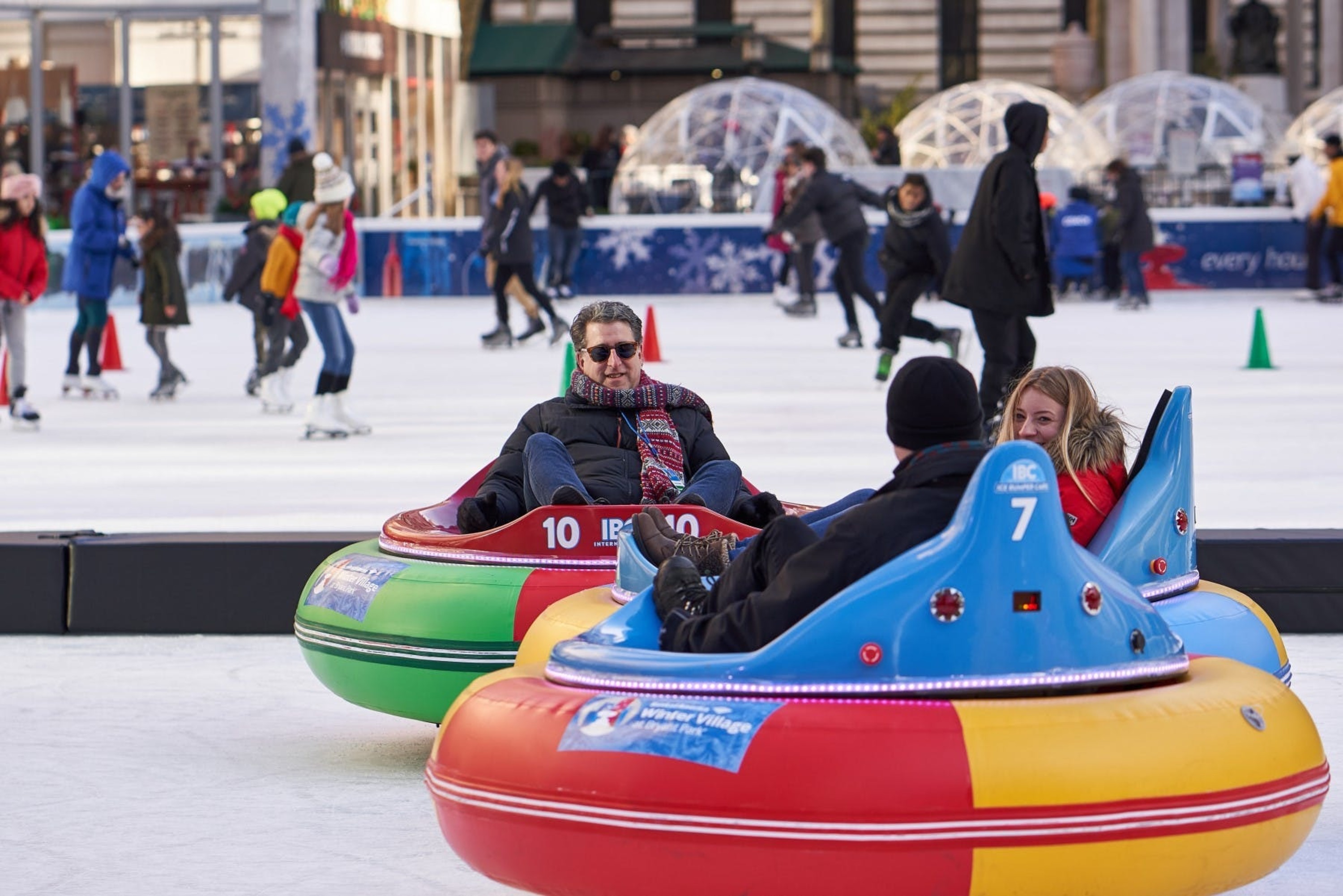 Ride in Custom Bumper Sleds On the Bryant Park Ice Rink at Winter