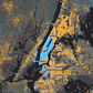 Income Inequality in New York City (screenshot). Blue dots represent incomes over $150k, orange dots < $150k.