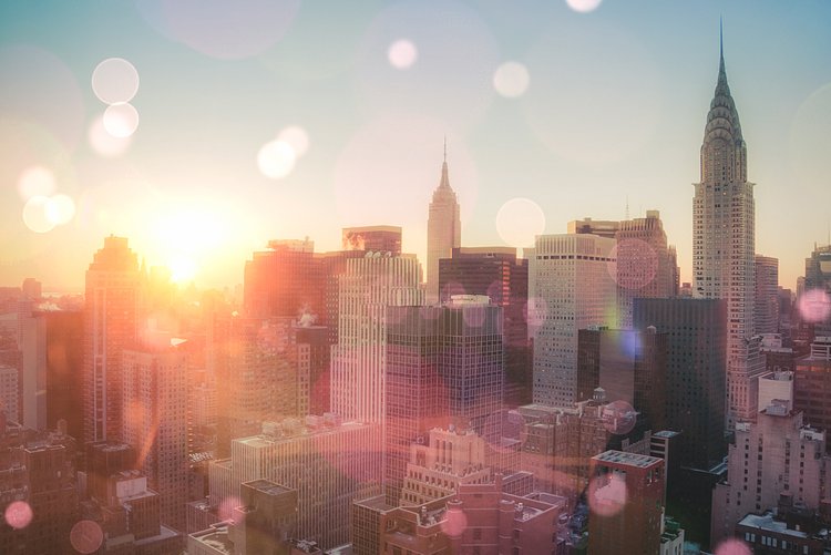 New York City… Squinting into the sunset with love in the eyes…