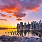 Sunset over Lower Manhattan from Brooklyn Bridge Park