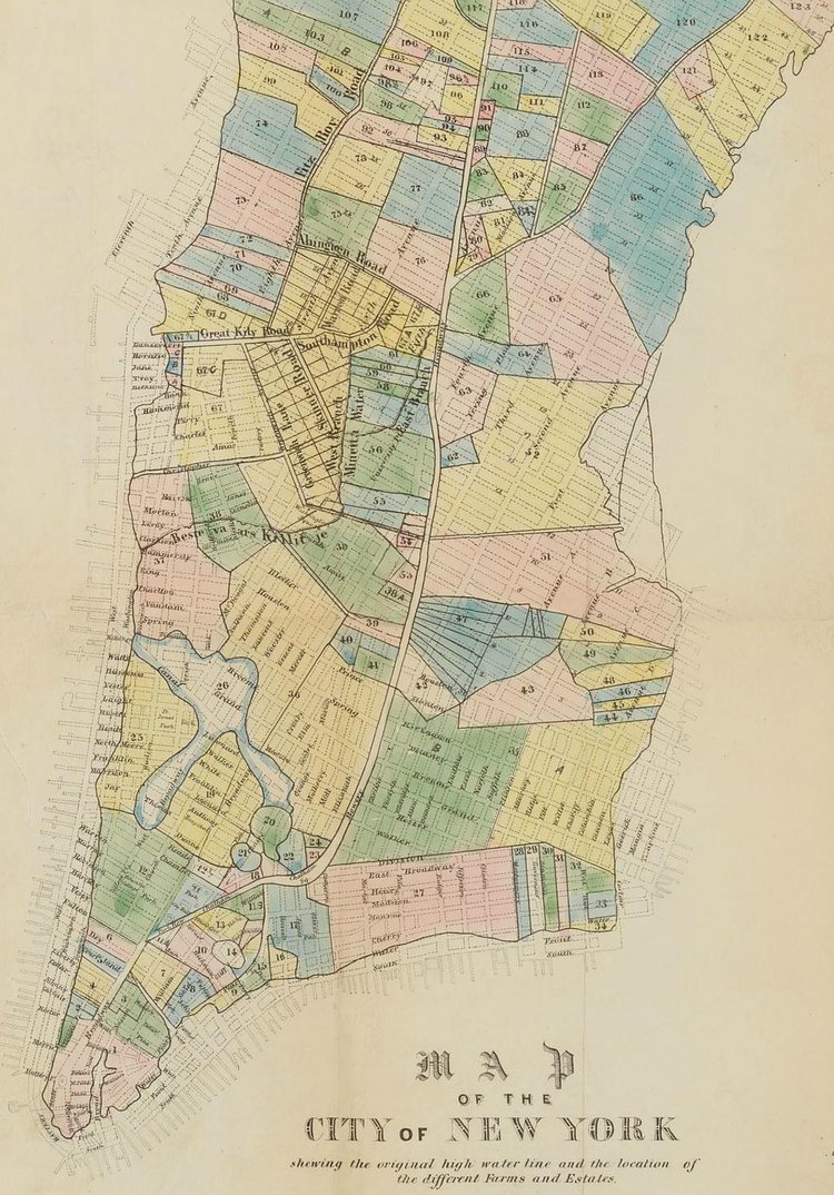 Vintage Map of the City of New York Circa 1852