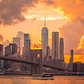 Sunset over Brooklyn Bridge and Lower Manhattan