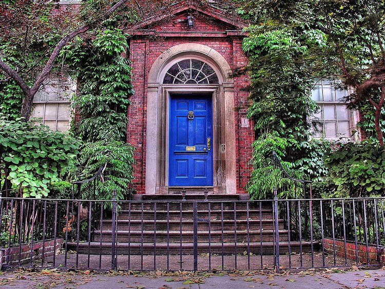 behind the blue door | townhouse door at 57th street and 1st avenue - manhattan, nyc